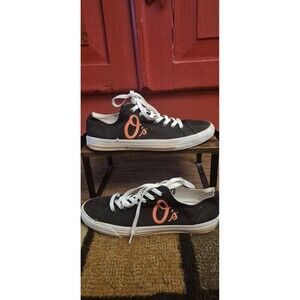 Row One M 8 W 9.5 Bailtimore Orioles Shoes Canvas Sneaker Black Orange EUC